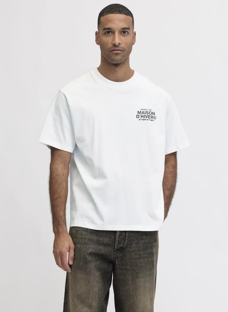 Text Print Regular Fit Crew Neck T-Shirt