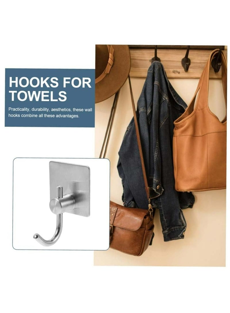 4Pcs Sliver Stainless Steel Wall Adhesive Hooks - Image 4