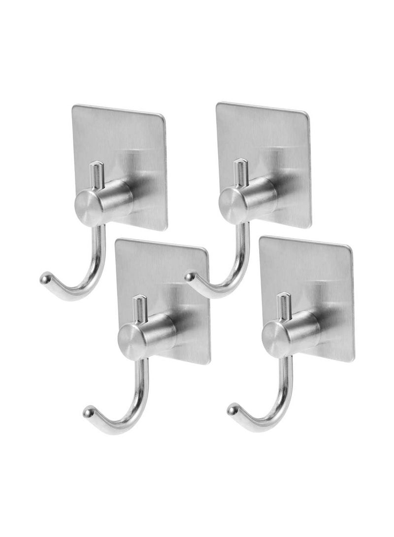 4Pcs Sliver Stainless Steel Wall Adhesive Hooks - Image 1