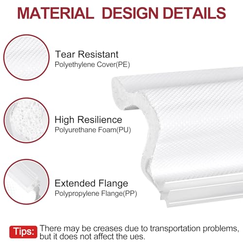 Kikerike Kerf Door Weather Stripping 19.7 Ft V-Shaped Door Seal Strip for Large Gap Door Frame Front Door Extra Thick Sealers Replacement Exterior Entry Door Jamb Gasket Easy Installation Cut to Size - White - Image 3