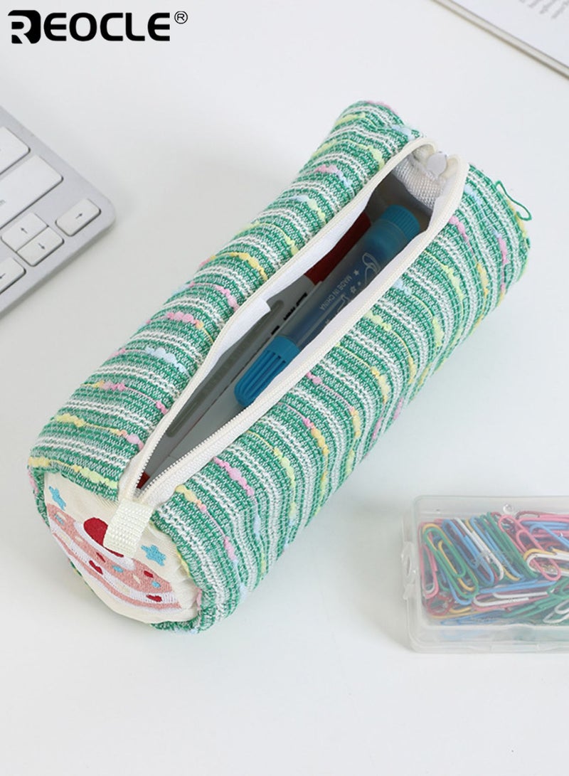 REOCLE Kids' Pencil Case Playful Themed Cylindrical with Textured Fabric & Decorative Embellishment Stylish Spacious Organizer for Daily Stationery & Desk Essentials - Image 5