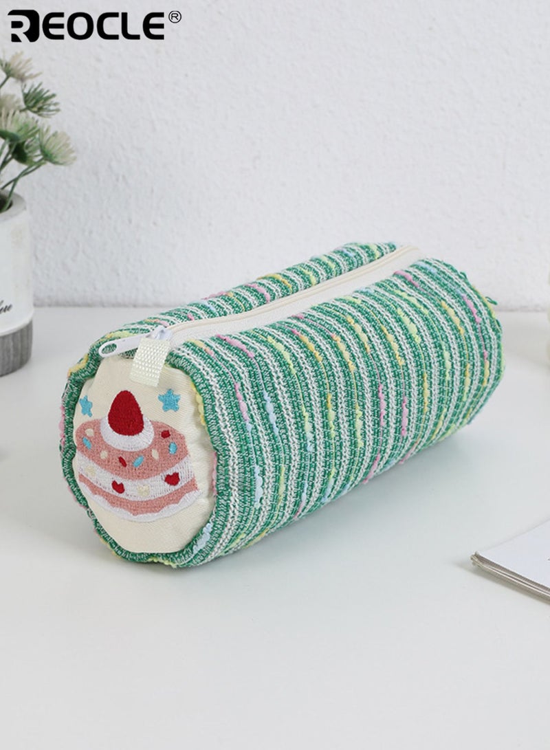 REOCLE Kids' Pencil Case Playful Themed Cylindrical with Textured Fabric & Decorative Embellishment Stylish Spacious Organizer for Daily Stationery & Desk Essentials - Image 1