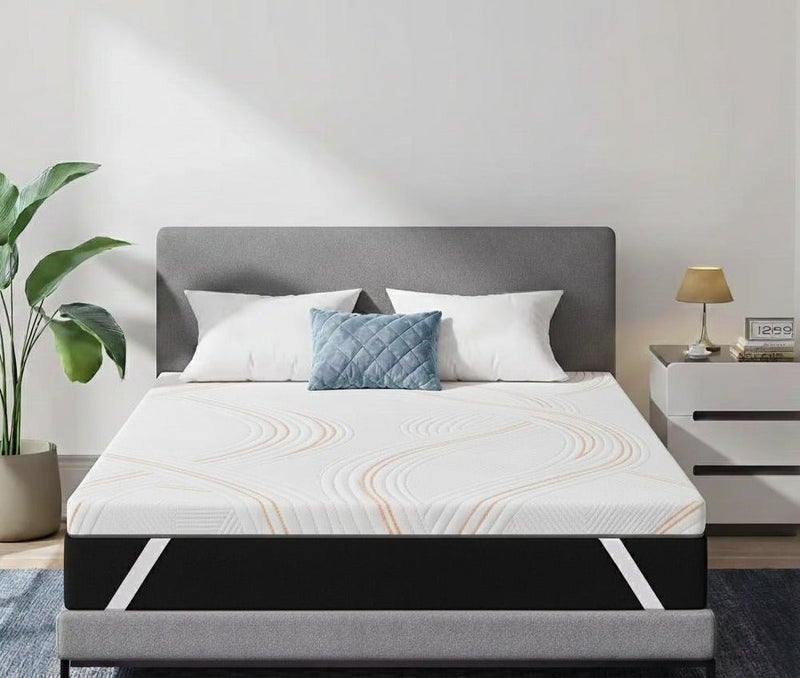 Rexal Home 8 cm Gel-Infused Memory Foam Mattress Topper 160x200 cm – Queen Size Cooling Bed Topper with Removable Washable Cover, Soft Pressure Relief & Support - Image 1