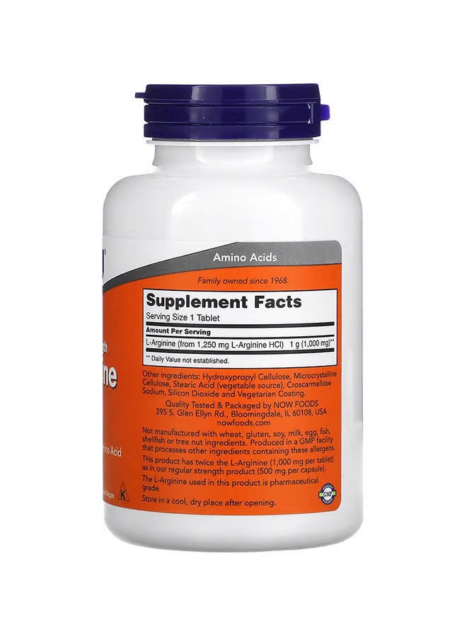 Now Foods L-Arginine, Double Strength 1000mg 120 Tablets - Image 2