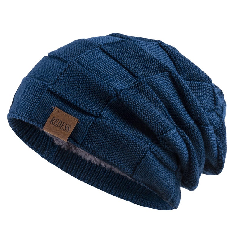 REDESS Beanie Hat for Men and Women Winter Warm Hats Knit Slouchy Thick Skull Cap Tidal Blue - Image 1