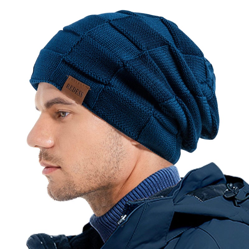 REDESS Beanie Hat for Men and Women Winter Warm Hats Knit Slouchy Thick Skull Cap Tidal Blue - Image 4