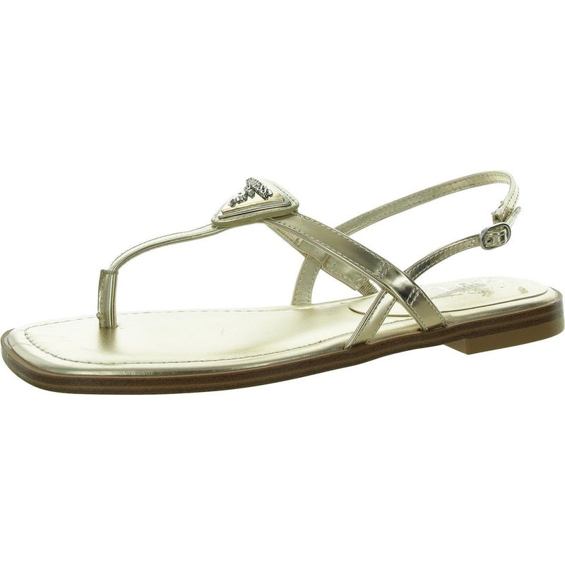 GUESS Women's Rainey Flat Sandal, Gold 710, 8 - Image 5