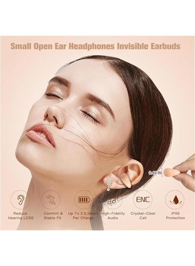 Small Clip On Open Ear Headphones Wireless Bluetooth Ear Clip Bone Conduction Conducting Headphones Headset with Mic Open Ear Bone Conduction Earbuds Head Set Head Phones Earphones - Image 2