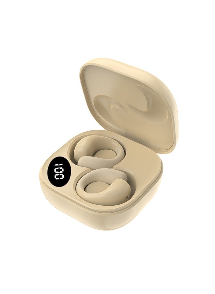 Small Clip On Open Ear Headphones Wireless Bluetooth Ear Clip Bone Conduction Conducting Headphones Headset with Mic Open Ear Bone Conduction Earbuds Head Set Head Phones Earphones - Image 1