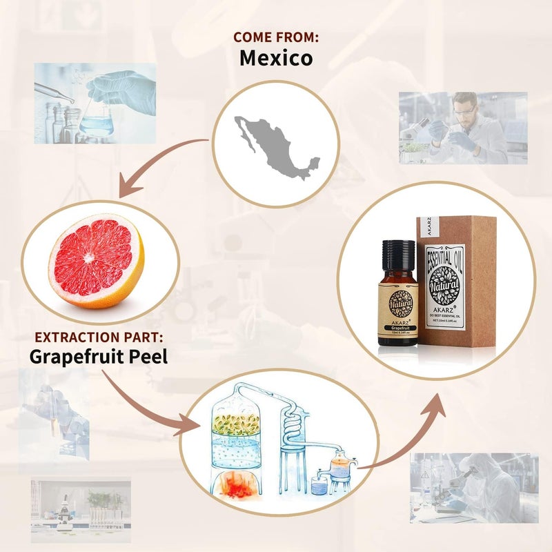زيت الجريب فروت العطري الطبيعي من AKARZ للعناية بالبشرة والجسم والشعر، للمرذاذ والشموع وصنع الصابون، DIY، عطر التدليك 10 مل - Image 2