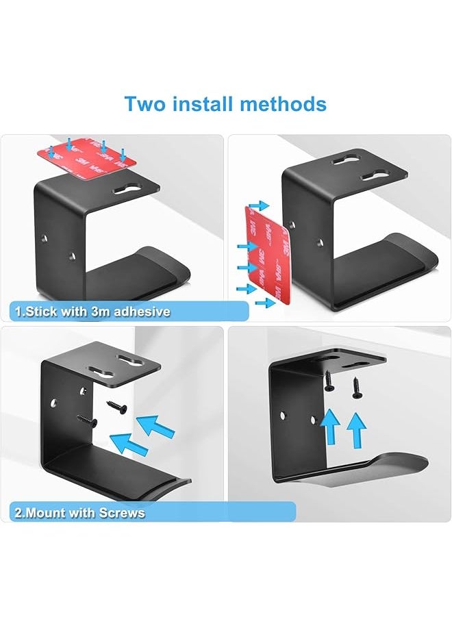 erorex - 2 Pcs Headphone Stand Under Desk Headphone Hanger 4 Pcs Screws Headphone Mount Hook With Silicone Pad Universal Headset Stand For Gaming Headset Cables Black - Image 1