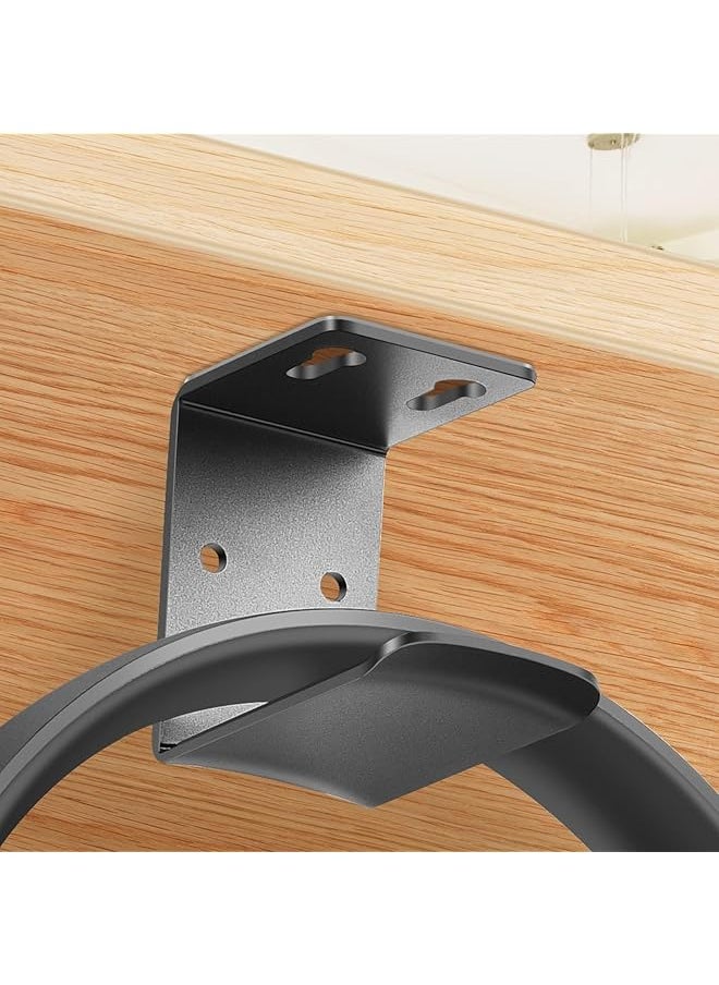 erorex 2 Pcs Headphone Stand Under Desk Headphone Hanger 4 Pcs Screws Headphone Mount Hook With Silicone Pad Universal Headset Stand For Gaming Headset Cables Black  - Image 2