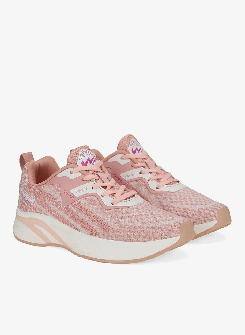CAMPUS Campus Women's Running Sneakers – Mesh, Cushioned Midsole – Peach/Off White