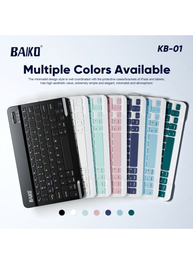 BAIKO Wireless Bluetooth Keyboard with Backlight, Rechargeable Portable Keyboard, GFSK Stable Connection for Tablets, Smartphones, Laptops & iPad