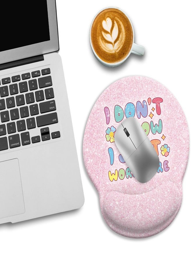 LIMKRIAN Pink Ergonomic Mouse Pad with Wrist Rest, Funny Gaming Mousepad Wrist Support with Non-Slip Pain Relief PU Base, Cute Computer Mouse Pads for Desk Pink Office Desk Accessories Decor Supplies - Image 3