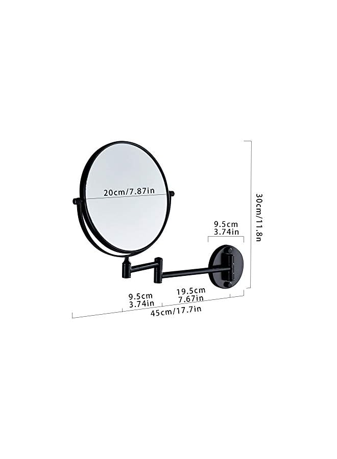 The Bros 8inch Round Mirror Double Sided with 3x Magnifying Mirror, Extendable Fodable 360° Rotatable No-drill, Bathroom Wall Mounted Swivel Shaving Cosmetic Makeup Vanity Mirror (Black) - Image 4