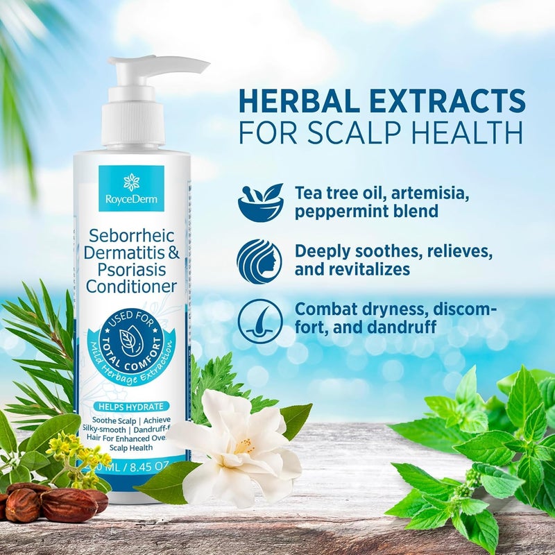Roycederm Seborrheic Dermatitis Psoriasis Conditioner: Scalp Treatment for Folliculitis Psoriasis Dry Itchy Scalp Oily Hair - Dandruff Conditioner for Healthy Hair - Image 3