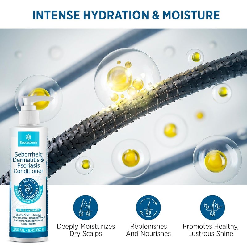 Roycederm Seborrheic Dermatitis Psoriasis Conditioner: Scalp Treatment for Folliculitis Psoriasis Dry Itchy Scalp Oily Hair - Dandruff Conditioner for Healthy Hair - Image 5
