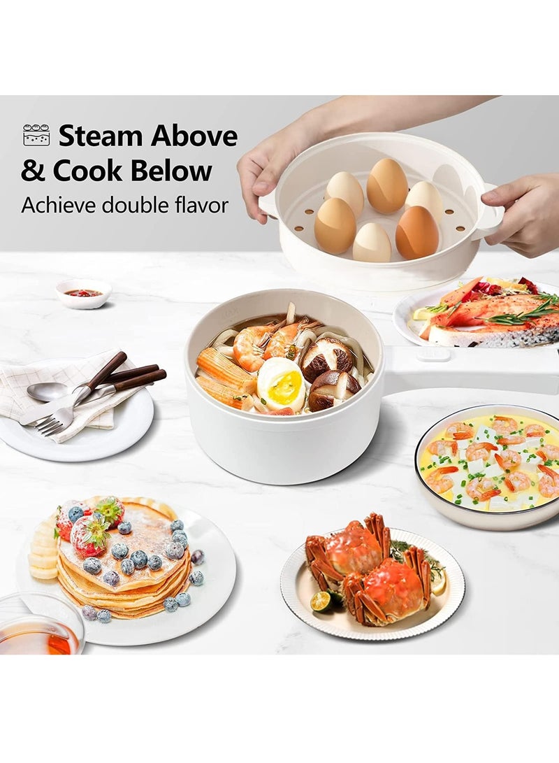 Electric Hot Pot with Steamer & Temperature Control Non Stick Electric Cooker Shabu Shabu Electric Skillet Frying Pan Electric Saucepan for Noodles Egg Steak Sauté Steam and Soup (1.8 L)  - Image 5