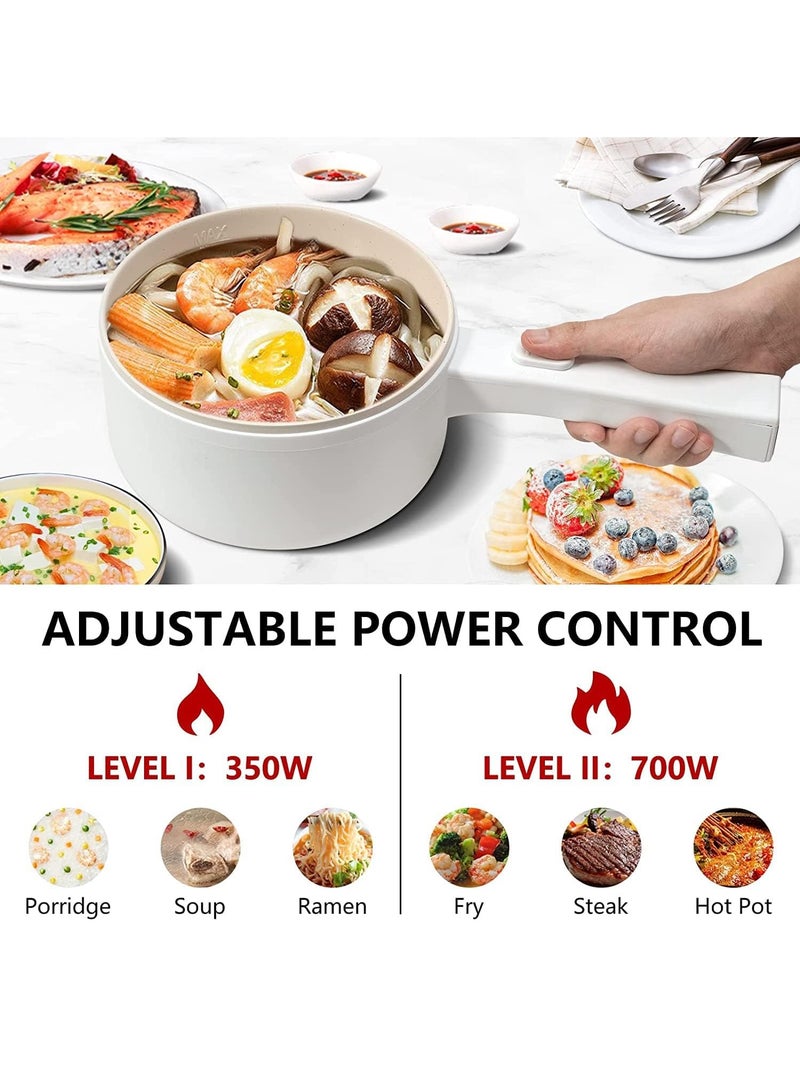 Electric Hot Pot with Steamer & Temperature Control Non Stick Electric Cooker Shabu Shabu Electric Skillet Frying Pan Electric Saucepan for Noodles Egg Steak Sauté Steam and Soup (1.8 L)  - Image 3