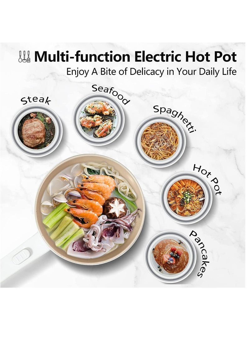 Electric Hot Pot with Steamer & Temperature Control Non Stick Electric Cooker Shabu Shabu Electric Skillet Frying Pan Electric Saucepan for Noodles Egg Steak Sauté Steam and Soup (1.8 L)  - Image 2