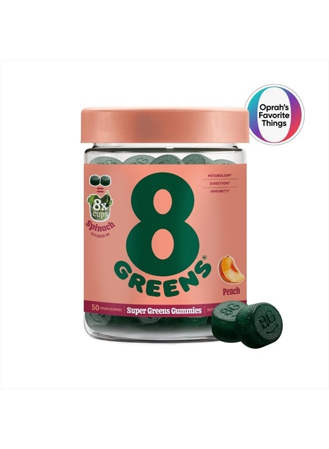 8Greens جواهر الخضروات اليومية - معزز سوبر فود، دعم الطاقة والمناعة، مصنوع من الخضروات الحقيقية، غني بمضادات الأكسدة، مسحوق الخضروات، فيتامين C، B12، سبيرولينا، بنكهة الخوخ، 50 جواهر نباتية - Image 2