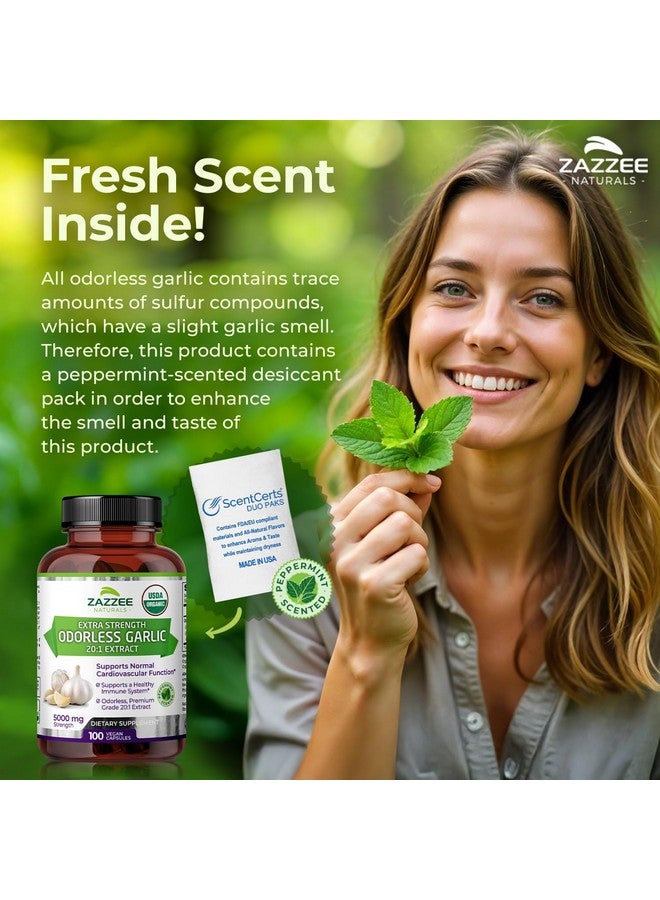 Zazzee USDA Organic Odorless Garlic 20:1 Extract, 5000 mg Strength, 100 Vegan Capsules, 3+ Month Supply, Standardized, Concentrated 20X Extract, 100% Vegetarian, All-Natural, Non-GMO, Made in The USA - Image 5