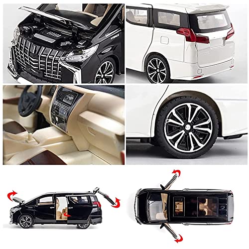 Coelon 1:24 Die Cast Metal Toy Car Alpherd Model Car Light Sound Pull Back, Black - Image 4