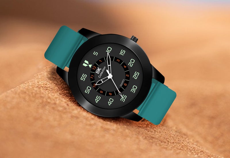 IIK COLLECTION Watches for Men Round Numerical Dial Analogue Watch with Silicon Strap Long Battery Life Stainless Steel Bracelet Black Chain with Adjustable Flexible Silicon Strap Boys Watches - Image 5