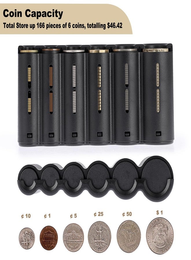 BSTKEY حامل عملات معدنية BSTKEY US، موزع عملات معدنية محمول، منظم عملات معدنية، يتسع لما يصل إلى 166 عملة معدنية، حامل تخزين عملات معدنية أسود كبير السعة للسيارة، مناسب للنادلات وموظفي الخدمة وجامعي النقود وأمناء الصندوق. - Image 3