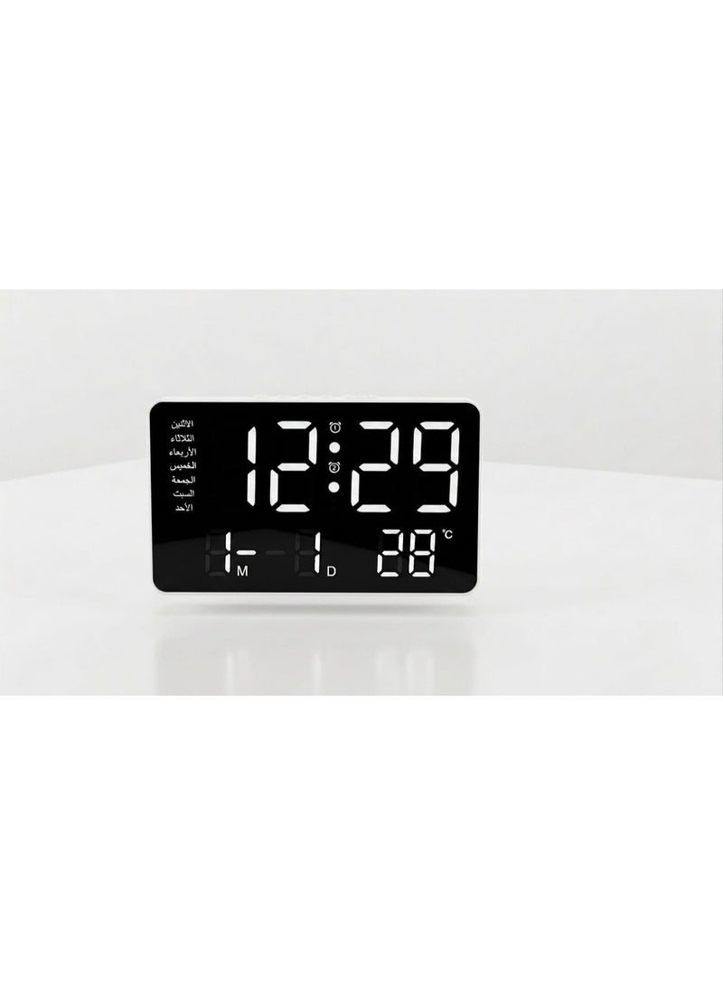 Large LED Digital Wall and Desk Clock with Luminous Digits - Displays Time, Date, and Temperature - Dual Alarm - Modern Design for Home and Office - Image 1