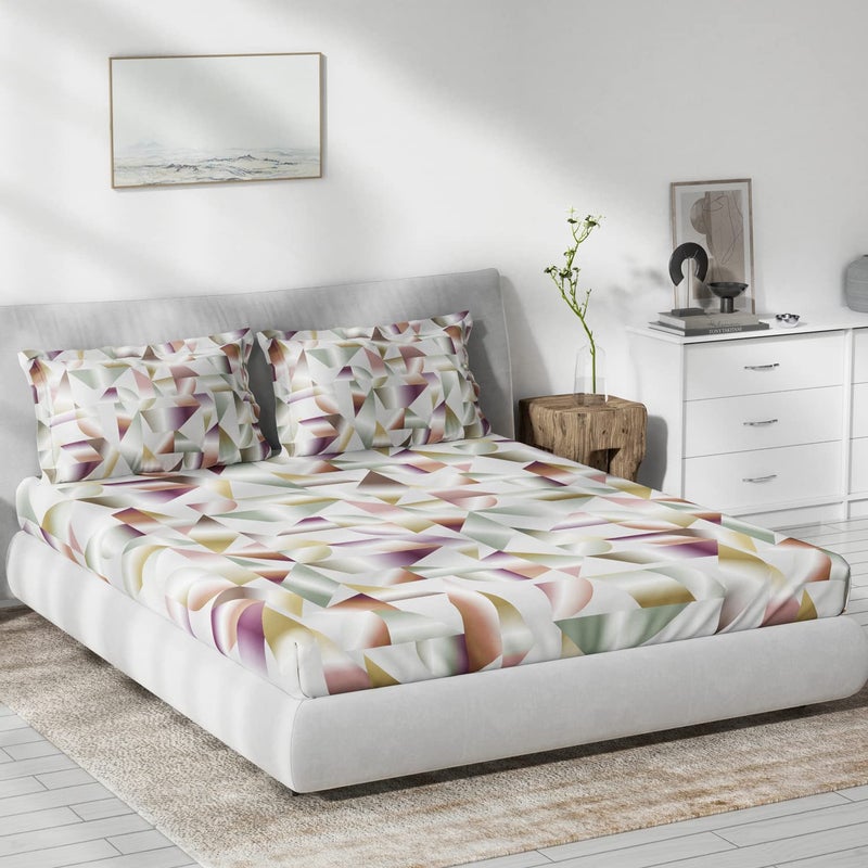 DDECOR Live beautiful DDECOR Mirage Abstract 136TC Double Bed Sheet Set with Two Pillow Covers Purple 
