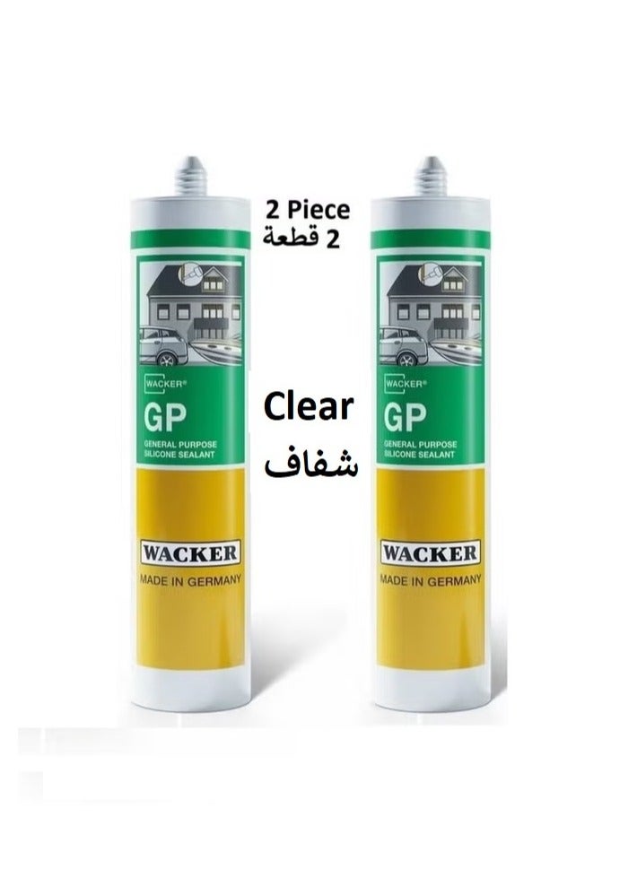 WACKER Hand Caulking Gun Heavy Duty Silicone Glue Gun 9 Inch With 2 Piece Wacker Germany Silicone Sealant General Purpose GP Clear 280ml - Image 2