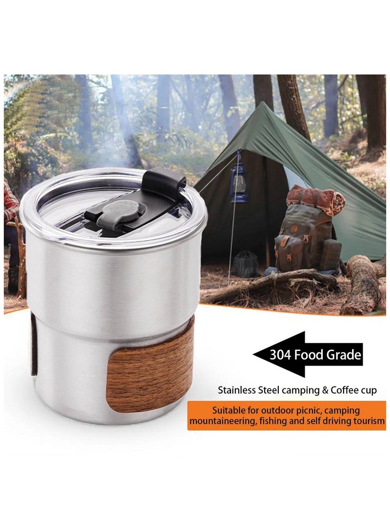 AROAQ Stainless Steel Coffee & camping Mug 300ml with Lid Portable Heat Resistant Suitable for outdoor picnic camping fishing - Image 4