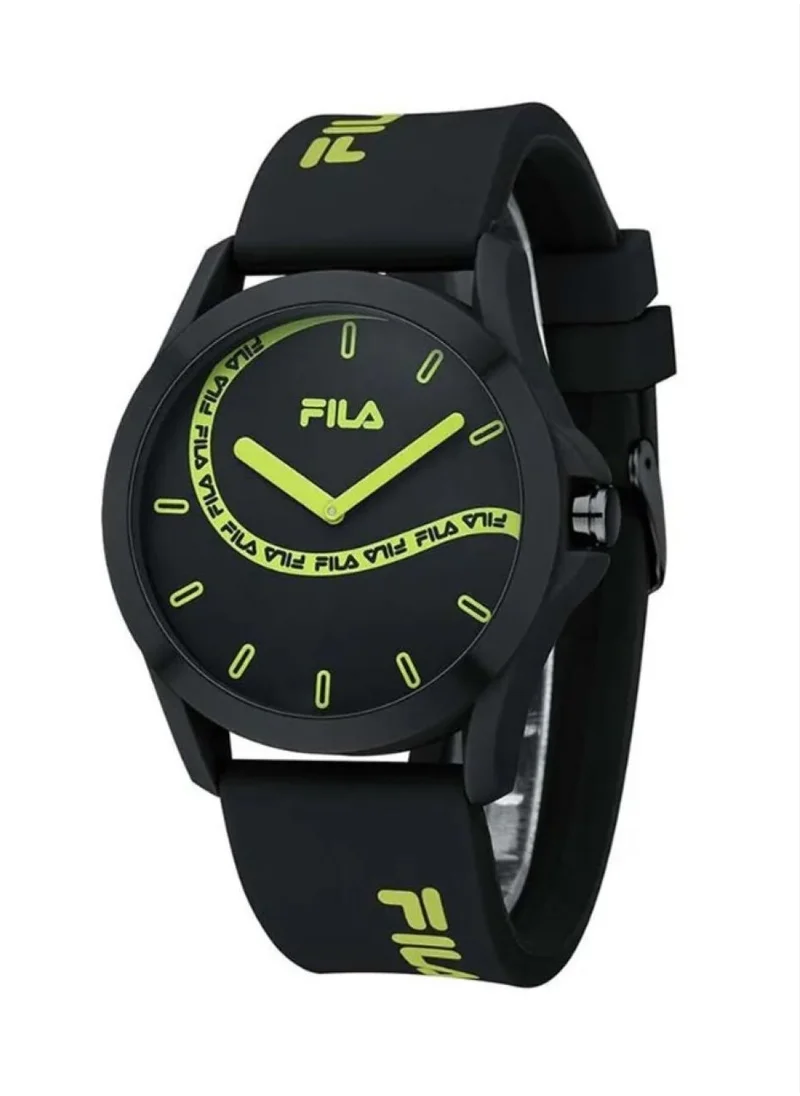 فيلا Fila Style Unisex Analog Watch ABS Case Black Silicone Strap, 38-864-103, size 43mm