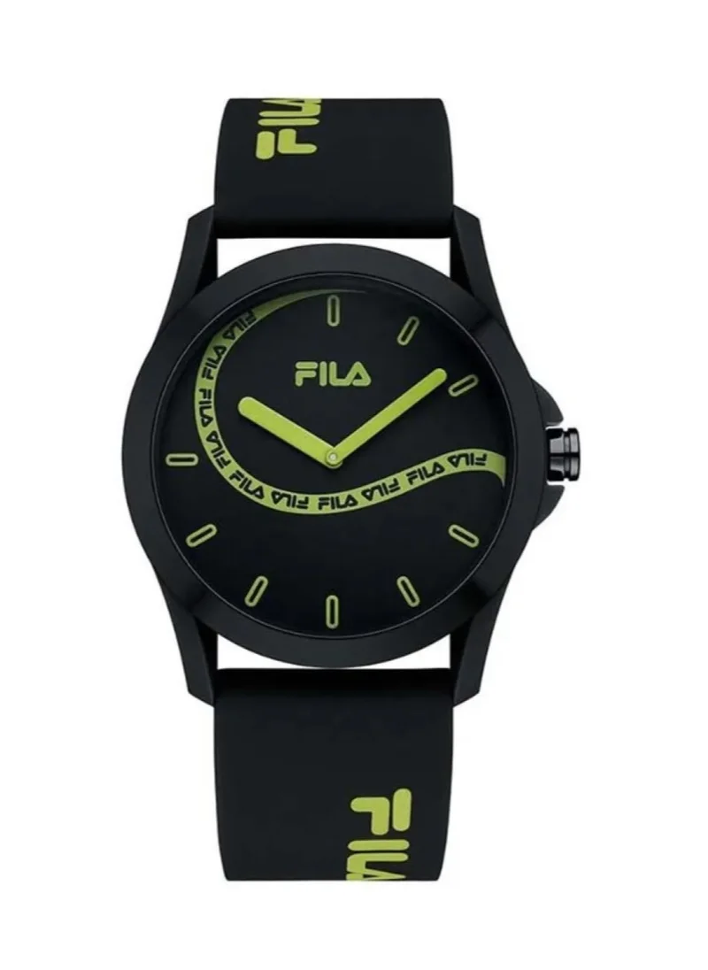 FILA Fila Style Unisex Analog Watch ABS Case Black Silicone Strap, 38-864-103, size 43mm