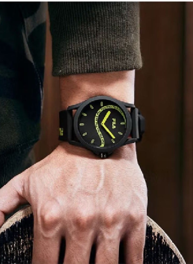 Fila Style Unisex Analog Watch ABS Case Black Silicone Strap, 38-864-103, size 43mm - Image 3