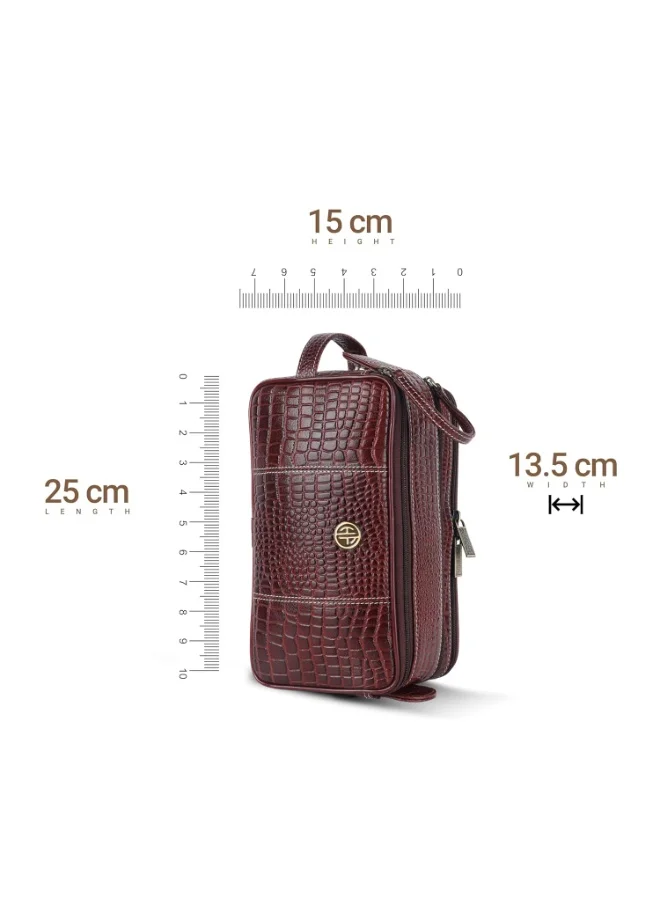 Hammonds Flycatcher  Leather Travel Organizer Pouch - Toiletry Bag for Men and Women Cosmetic Organizer Bag, Shaving Kit Bag for Men Toiletry Pouch for Men with Multiple Pockets  | Best Price UAE