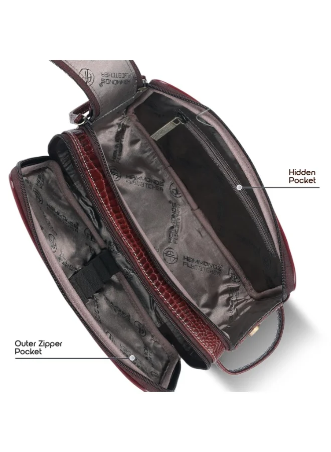 Hammonds Flycatcher  Leather Travel Organizer Pouch - Toiletry Bag for Men and Women Cosmetic Organizer Bag, Shaving Kit Bag for Men Toiletry Pouch for Men with Multiple Pockets  | Best Price UAE