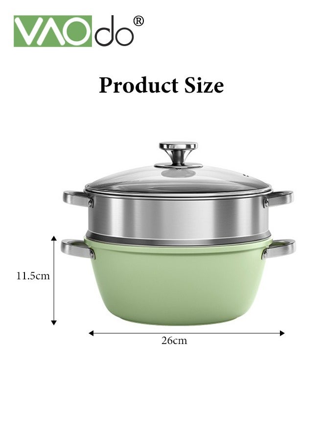 VAOdo - Ceramic Stockpot with Steamer Nonstick Stock PFOA Free Soup Pot Usable on All Stoves for Braising Stews Roasting Bread Baking 26cm - Image 1