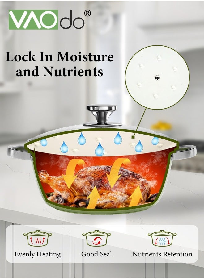 VAOdo Ceramic Stockpot with Steamer Nonstick Stock PFOA Free Soup Pot Usable on All Stoves for Braising Stews Roasting Bread Baking 26cm  - Image 2