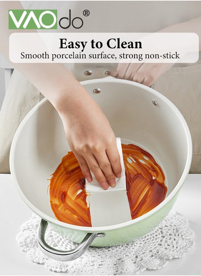 VAOdo Ceramic Stockpot with Steamer Nonstick Stock PFOA Free Soup Pot Usable on All Stoves for Braising Stews Roasting Bread Baking 26cm  - Image 3