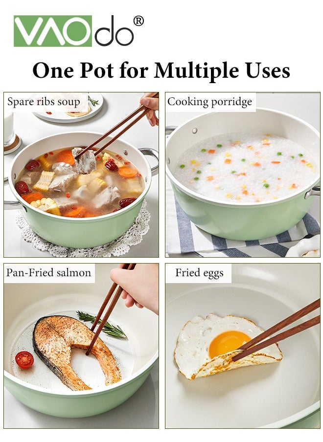 VAOdo Ceramic Stockpot with Steamer Nonstick Stock PFOA Free Soup Pot Usable on All Stoves for Braising Stews Roasting Bread Baking 26cm  - Image 5