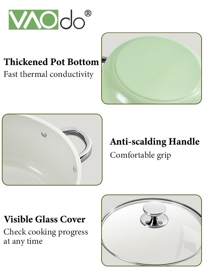 VAOdo - Ceramic Stockpot with Steamer Nonstick Stock PFOA Free Soup Pot Usable on All Stoves for Braising Stews Roasting Bread Baking 26cm - Image 1