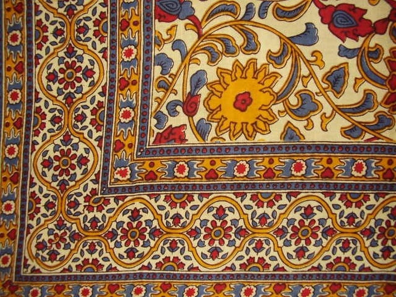 India Arts India Arts Sunflower Print Tapestry Cotton Bedspread 108 x 88 FullQueen Yellow 