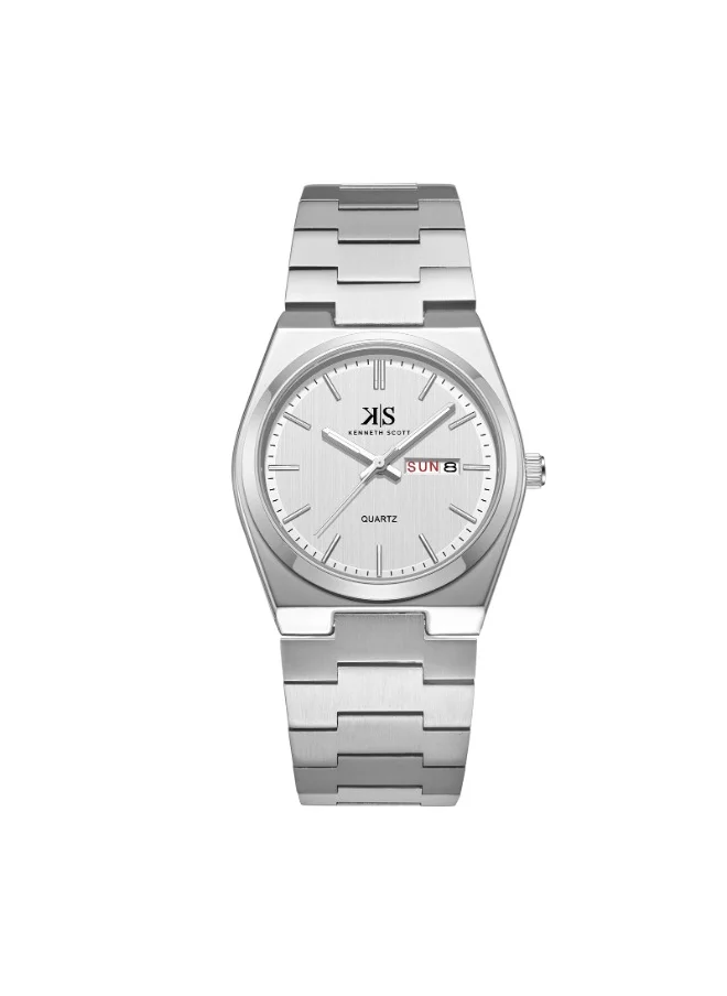 KENNETH SCOTT Men's Analog Display Watch With Silver Stainless Steel Strap - K24011-SBSW