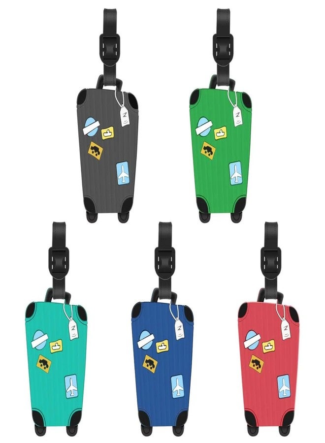 DOUSHI Pack of 5 Luggage Tags, PVC Luggage Labels for Suitcases with Name Address Phone Number Labels, Travel Bag Tags for Easily Identification of Bags (Multicolour) - Image 1