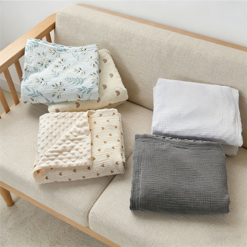 Grass Print Muslin Cotton Blanket Soft Breathable All Season Throw Multi Use Nursery Travel Picnic Essential Machine Washable - Image 4