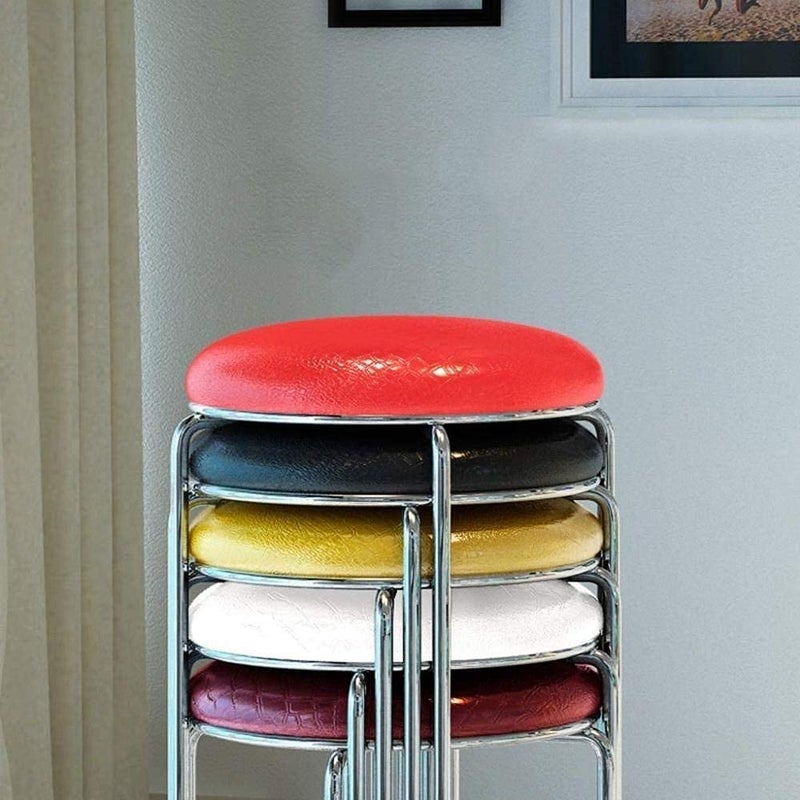 INDIAN DECOR INDIAN DECOR 55992 Furniture Change of Shoes Stool Coffee Table Bench Folding Low Stool Round Stool Made of Solid Steel Stools Black  - Image 3