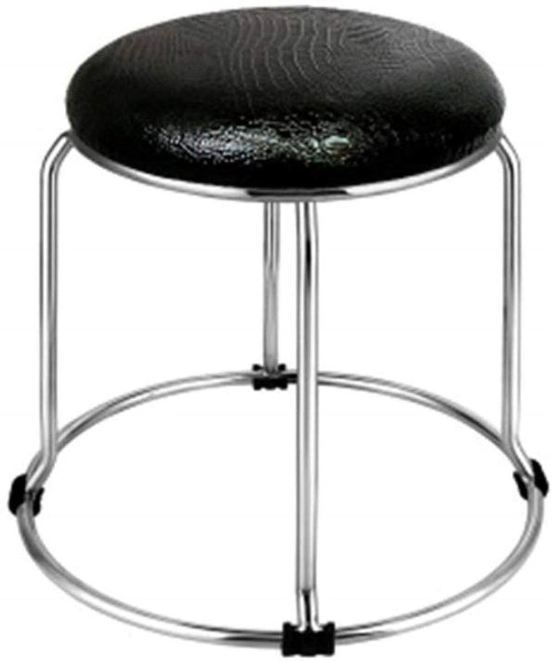 INDIAN DECOR INDIAN DECOR 55992 Furniture Change of Shoes Stool Coffee Table Bench Folding Low Stool Round Stool Made of Solid Steel Stools Black  - Image 1
